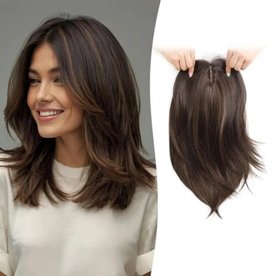 Парик премиум-класса средний коричневый с подсветкой длинный прямой 12 дюймов - Изображение 1 из 4