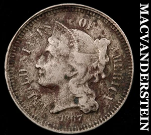Tres centavos de níquel 1867 - fecha escasa mejor sin precio base #E7480 - Imagen 1 de 2