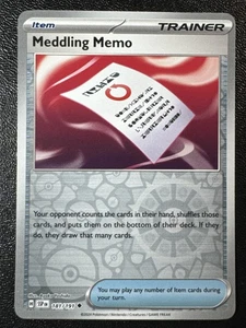 Meddling Memo 181/191 Reverse Holo Uncommon SV08: Surging Sparks NM - Picture 1 of 2