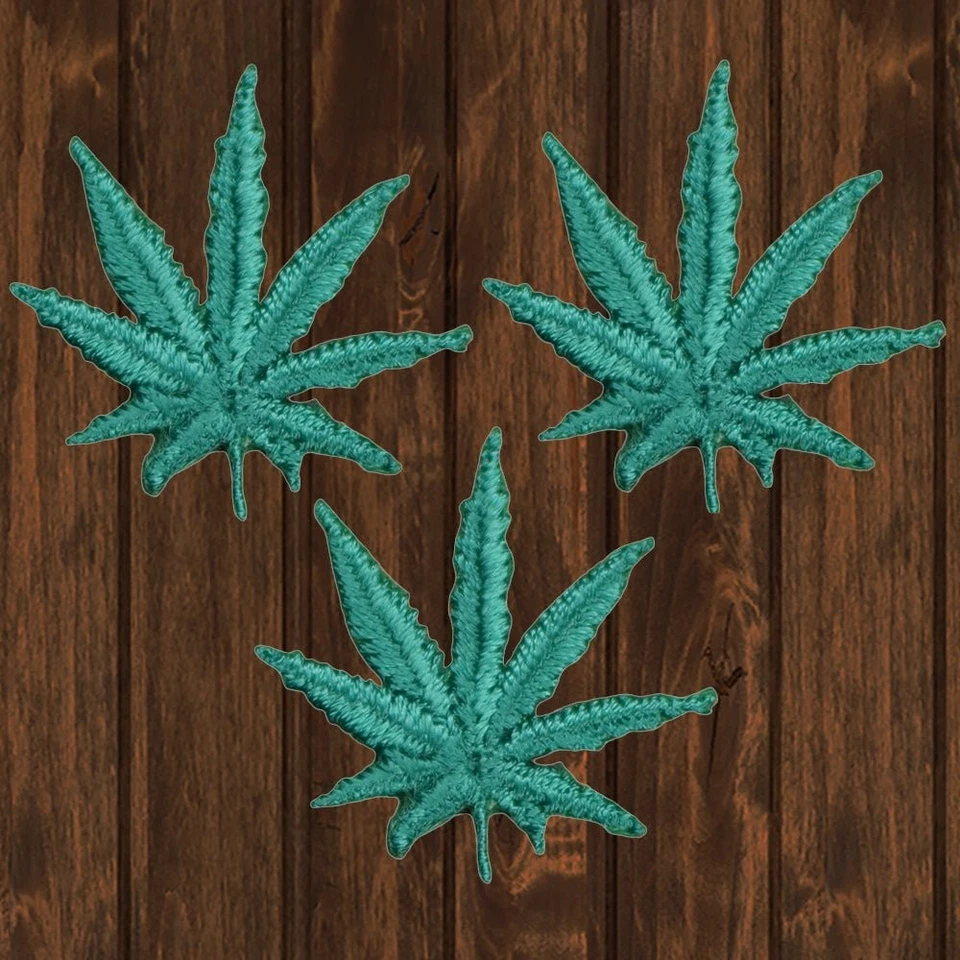 Mini Weed Leaf Embroidered Patch — 3-Pack — Iron On - Image 1 of 1