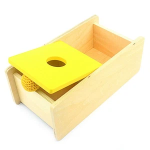 Montessori Toddler Imbucare Box with Flip Lid Knit Ball Wood Learning Educati... - Picture 1 of 6