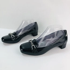 Mocasines sin cordones Lifestride negros charol imitación cuero puntera cuadrada para mujer 7,5 - Imagen 1 de 12