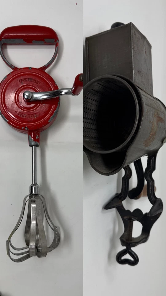 Vintage Kitchen Tools Lot – Rival Speed Mixer & Metal Food Grinder, Retro USA - Image 1 of 4