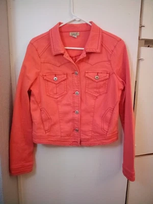 Chaqueta Jean One World Naranja Mujer S Mujer Cuello Abotonado Algodón Foto 1 de 4