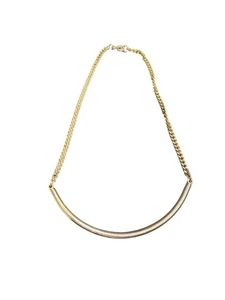 Collana Vintage Barra Oro Collare Minimalista Retrò Catena Dichiarazione Gioielli 7,5” - Foto 1 di 4