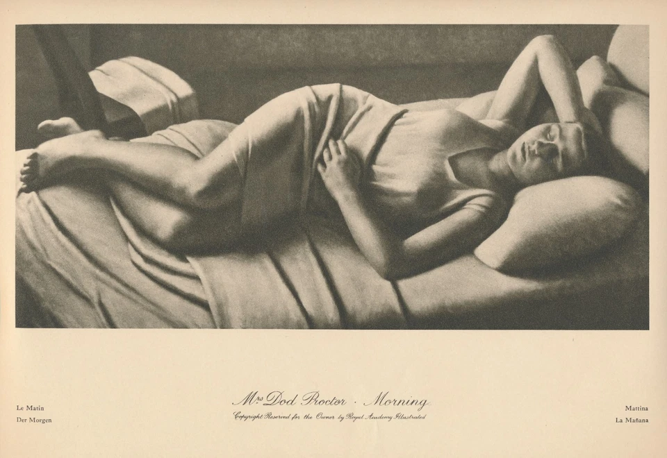 100+yr Old Original 1924 Antique Print Sleeping Woman MORNING By Mrs Dod Proctor - Image 1 of 1