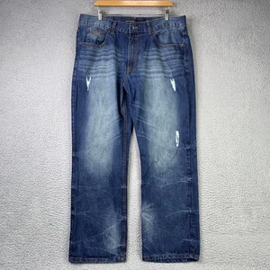 Rocawear Jeans Mens 38x30 Blue Classic Fit Distressed Denim Straight Leg Hip Hop - Picture 1 of 19
