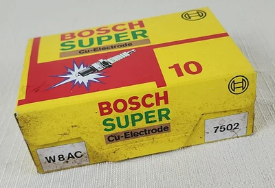 10 Vtg Bosch Super Cu-Electrode 7502 W8AC Spark Plugs NIB, Discontinued Car Part - Image 1 of 4