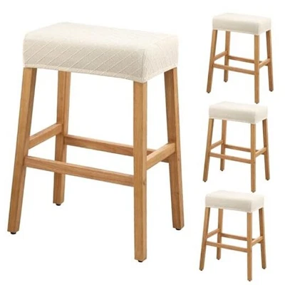  Stool Covers Rectangle - Pack Stretch Waterproof Saddle Seat 4 Argyle-beige - Image 1 of 4