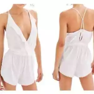 TOPSHOP | White Ruffle V Neckline Romper NWT 12 - Picture 1 of 12