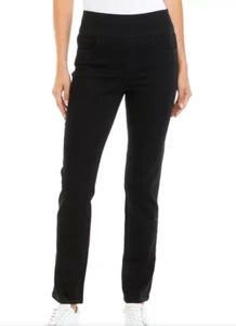 H Halston Women's, Knit Denim Ankle Cotton Pants, Black, 6 - Picture 1 of 3