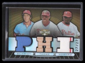 2007 Topps Triple Threads Relics Combos 31 Thome Howard Schmidt Bat Jersey 27/27