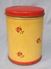 vintage retro shabby kitchen MCM metal canister w/ small red flowers