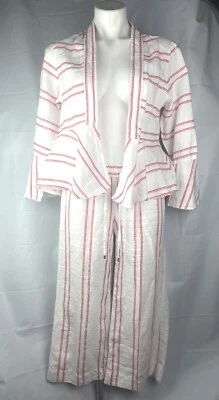 Tommy Bahama 100% Linen Marcella Stripped White Paradise Pink Jacket And Pants S - Image 1 of 4
