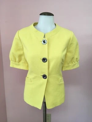 Chaqueta Blazer CLASSIQUES ENTIER Mediana 8 Bonita Amarilla Algodón Diseñador Mujer Foto 1 de 4