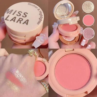 3 In 1 Highlighter Powder Palette Matte Blush Eyeshadow Long-Lasting Face Makeu↑ - Image 1 of 4