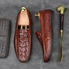 Mens genuine Leather Alligator Loafer Moccasin Gommino Driving Shoes Slip On New
