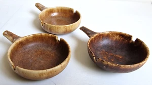 Saucenschalen Keramik Braun Laufglasur Henkelschalen Handgefertigt 1970er Vtg. - Foto 1 di 10