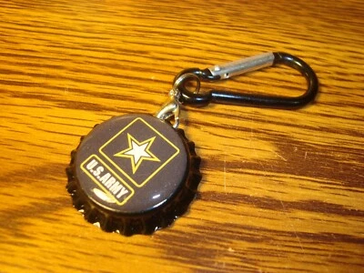 U.S.ARMY " STAR " design Bottle Cap Polyurethane Dome Carabiner Hook key chain  - Image 1 of 4