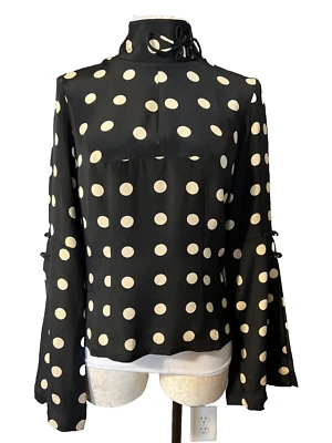 Top Claudia Patel SEDA 4 mangas llamativas a lunares nuevo con etiquetas Foto 1 de 4