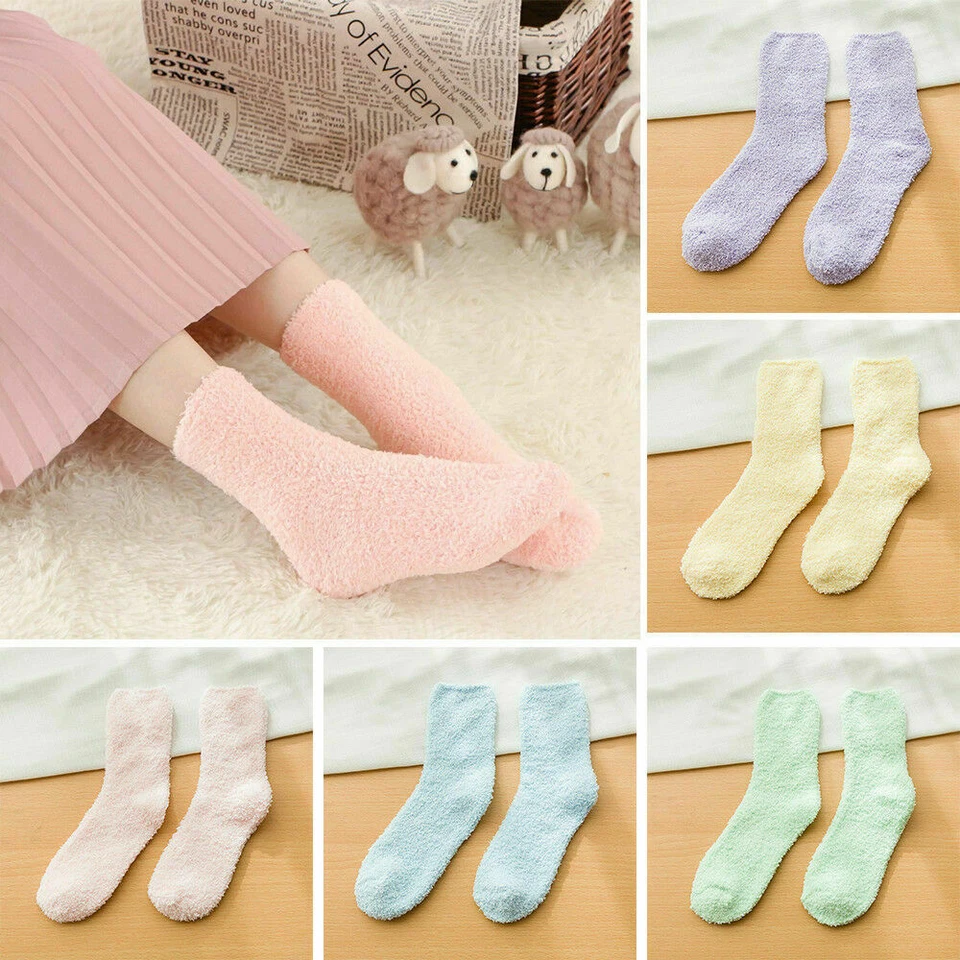 6 Pair Ladies Women Winter Warm Soft Fluffy Bed Socks Lounge Slipper Fleece Sock