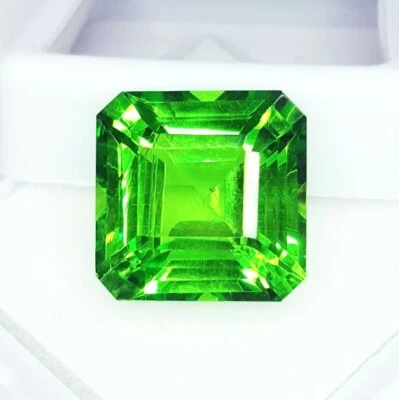 Natural Peridot Loose Gemstone 18 Ct Certified Square Cut Peridot Gem O33 - Image 1 of 4
