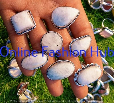 Milky Moonstone Gemstone 925 Sterling Silver Plated Mix Shape Ring Lots Fashion - Image 1 of 4