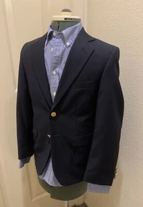 Chaps Boys Navy Blazer Size 12R Suit Jacket Youth Brass Buttons - Picture 1 of 12