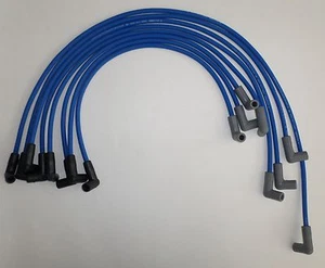 BLUE 8mm Spiral Core Spark Plug Wires Small Block Chevy 350 HEI Over Valve Cover - Picture 1 of 1