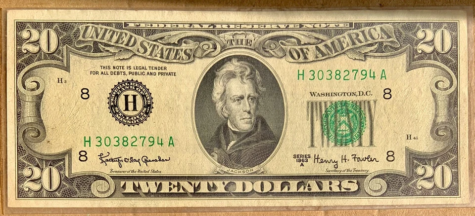 1963A $20 Twenty Dollar Bill Federal Reserve Note St Louis H 30382794 A - Image 1 of 2