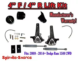 4"/ 4" Spindle LIFT KIT +Rear SHOCKS FOR 2009 - 2018 Dodge Ram 1500 (2wd ONLY) - Picture 1 of 1