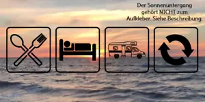 Aufkleber essen, schlafen, Wohnmobil, erholen Piktogramm - Bild 1 von 2