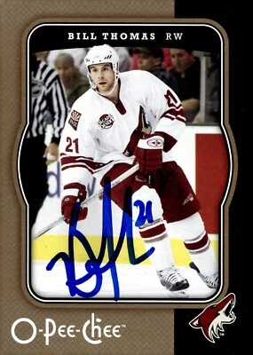 Bill Thomas - Signed 2007-08 O-Pee-Chee Card #372 - Arizona Coyotes - Image 1 of 2