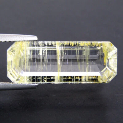 MARAVILLOSO TOPACIO BLANCO SIN CALENTAR CORTE ESMERALDA 12,00 quilates con aguja piedras preciosas sueltas Foto 1 de 3