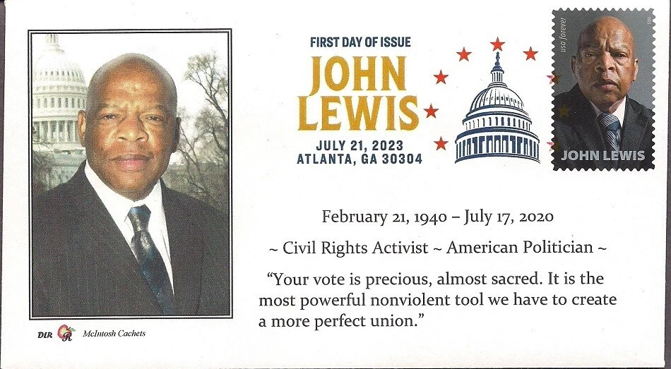 John Lewis- 2023 FDC - DCP- Color Cancel- McIntosh Cachets - Image 1 of 1