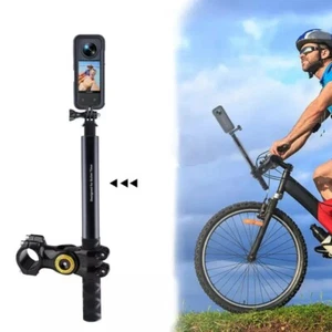 Motorcycle Bike Mount Invisible Selfie Stick Handlebar Clamp for Insta360 X5 X4 - Picture 1 of 6