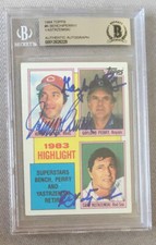 CARL YASTRZEMSKI JOHNNY BENCH GAYLORD PERRY SIGNED 1984 TOPPS #6 BECKETT AUTO