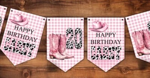 Personalised Birthday Bunting Cow Girl , Rodeo Decoration Birthday - Picture 1 of 1