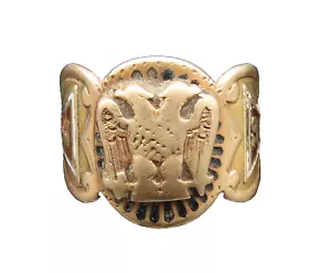 10K GOLD Vintage Antique Freemason Masonic Eagle Birds Ring Sz 9 GR411 - Picture 1 of 7