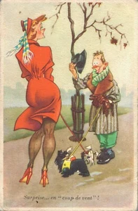 Comic Postkarte Surprise en coup de vent (Sturmüberraschung) B28 - Bild 1 von 2