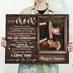 Arte en lona personalizado para mi mamá, regalos del Día de la Madre de su hija, mi amor M - Imagen 1 de 3