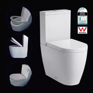 450mm Raised Height Back to Wall Toilet Suite Glazed Ceramic Soft Close Seat - Picture 1 of 10