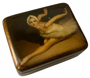 Vintage Lackdose Ballerina bemalt умирающий лебедь Der sterbende Schwan Pavlova - Bild 1 von 8