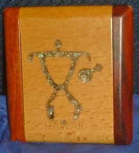 WOODEN POCKET 2 MIRRORS Double, HAWAII HIEROGLYPH 3 Diff Woods, Compact, Exc - Picture 1 of 3