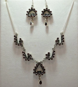 Silver Jewelry Set with Garnet Citrine Amethyst Iolite and other Gemstones - Picture 1 of 24