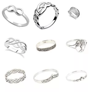 925 Solid Sterling Silver Mixed CELTIC Design Rings IN Sizes G-Z/ 20 Sizes - Picture 1 of 17