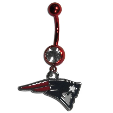 New England Patriots Navel Belly Ring with Team Logo Dangle Charm NFL Football Cover