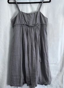 Hazel Hazel Linen Blend Bubble Hem Spaghetti Strap Dress Lined Side Zip Beige Lg - Picture 1 of 21