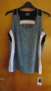 M&S 'Active' Vest Top Moisture Wicking Quick Dry Fitness Running 18 Grey MixBNWT - Picture 1 of 1