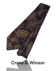 Cravatta Cross & Winsor in poliestere, 56" x 3,75", paisley multicolore. OB-3 - Foto 1 di 6